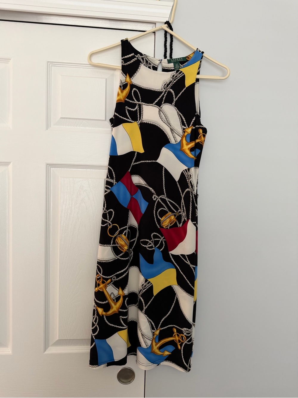 Sleeveless Black Nautical Flag Print Dress
